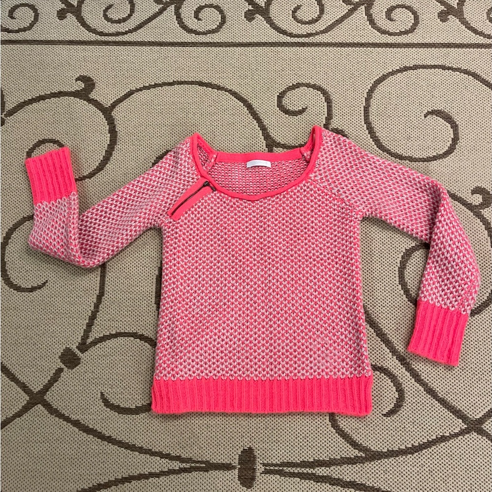 Promod Sweater Women Small Shock  Pink Knit Long Sleeve Preppy Cozy
